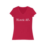 Load image into Gallery viewer, Black AF. Women&#39;s Jersey Short Sleeve V-Neck Tee
